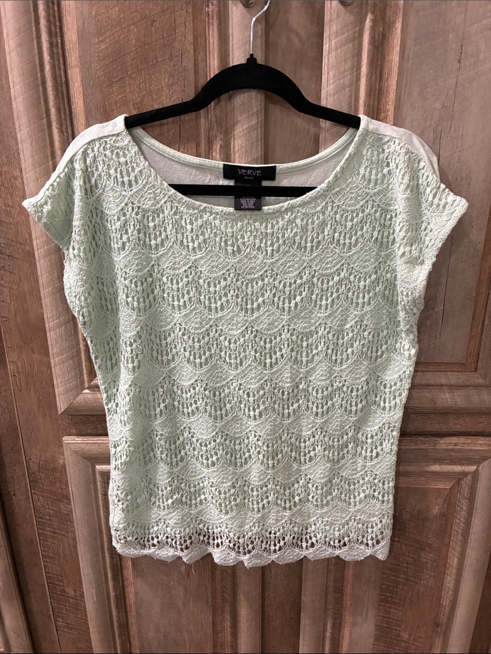Verve Mint Crochet Lace Short Sleeve Tee